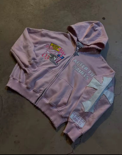 Hoodie „ATS” Black/Pink