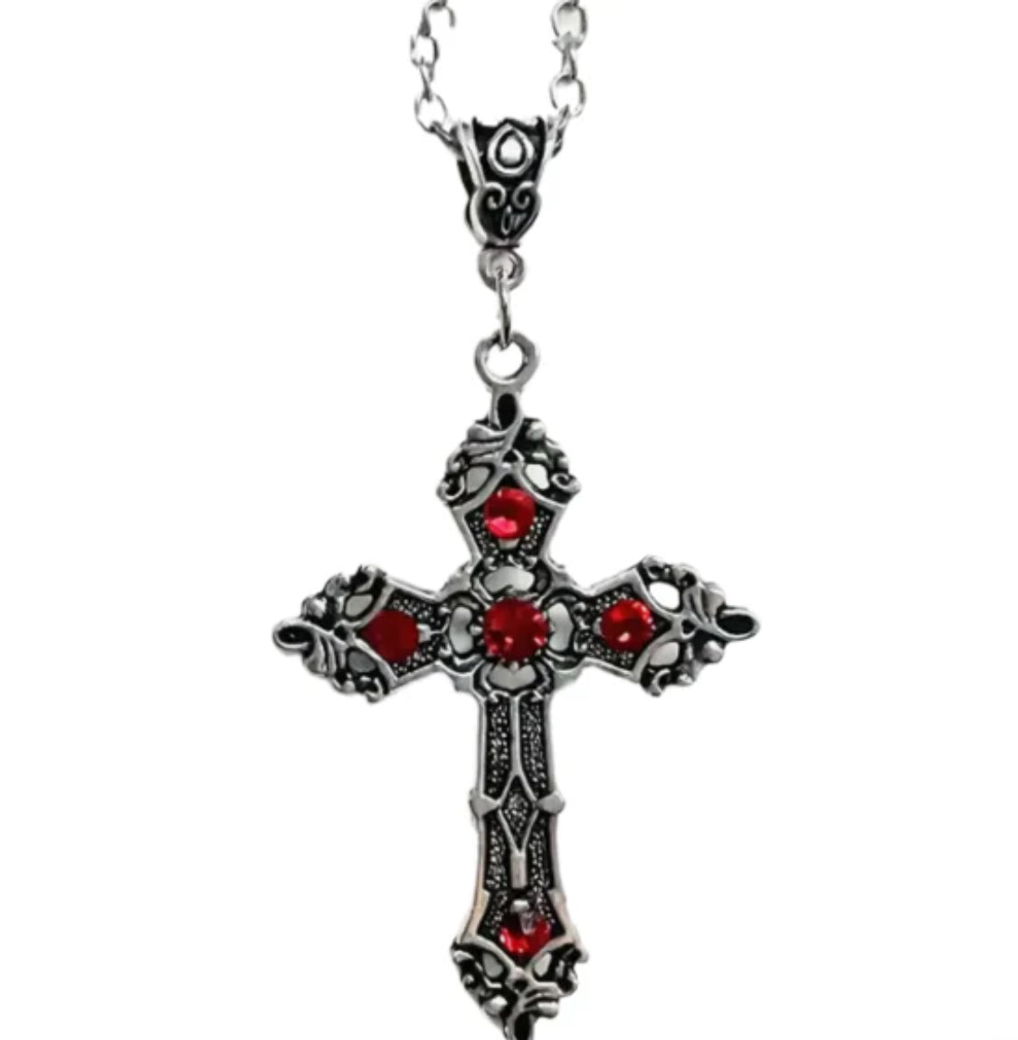 necklace baroque cross silver