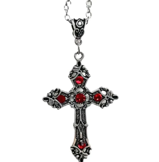 necklace baroque cross silver