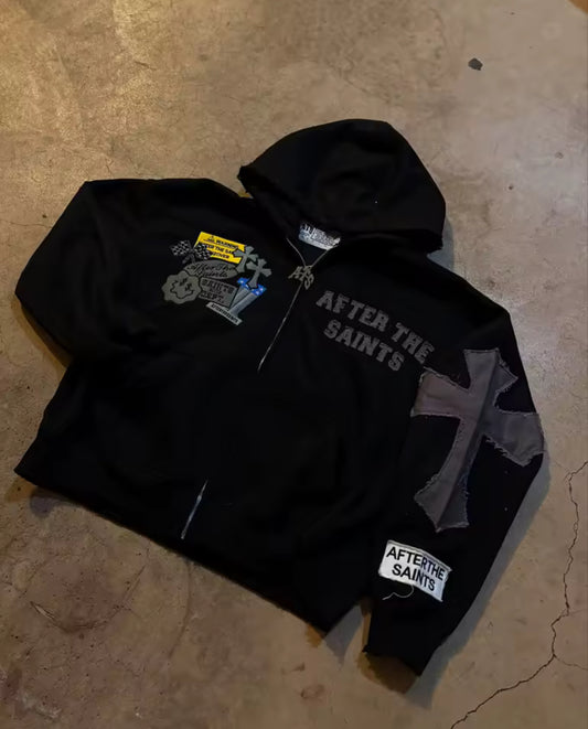 Hoodie „ATS” Black/Pink